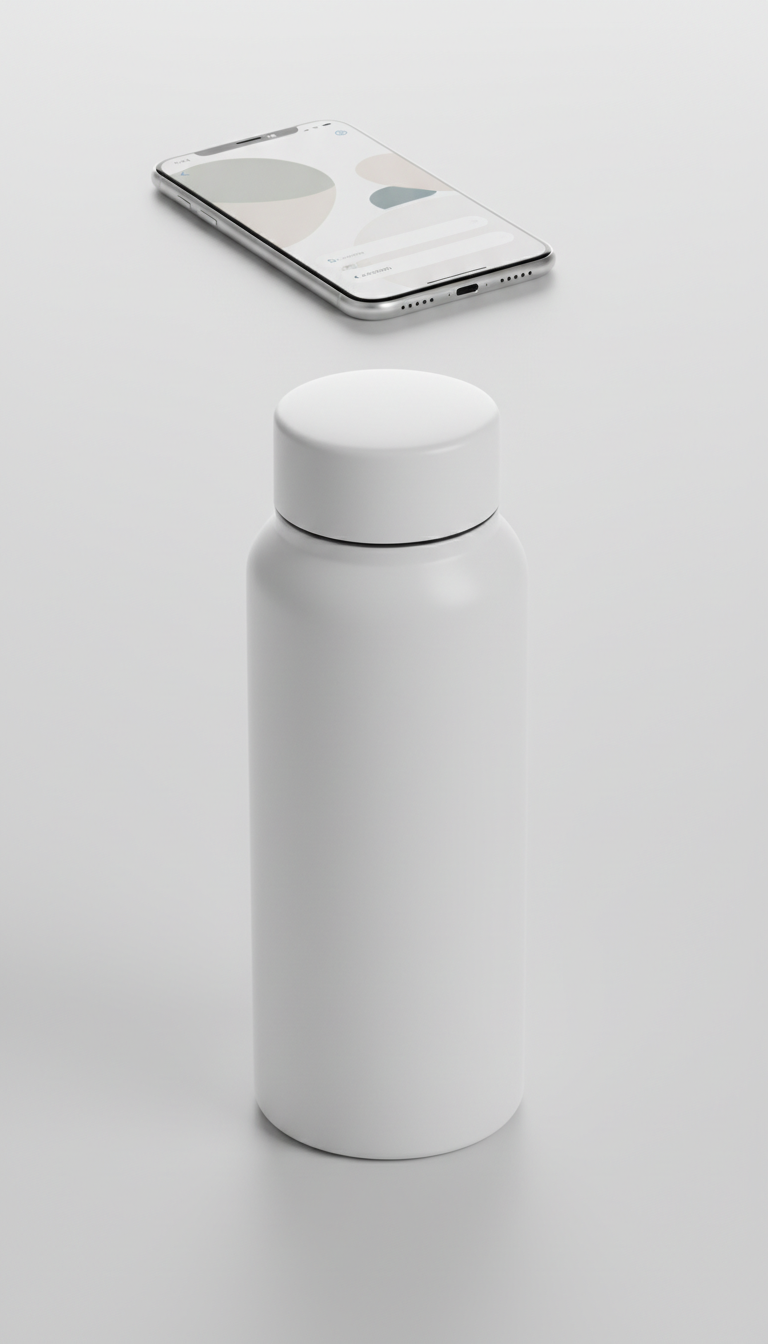 Matte white branded water bottle